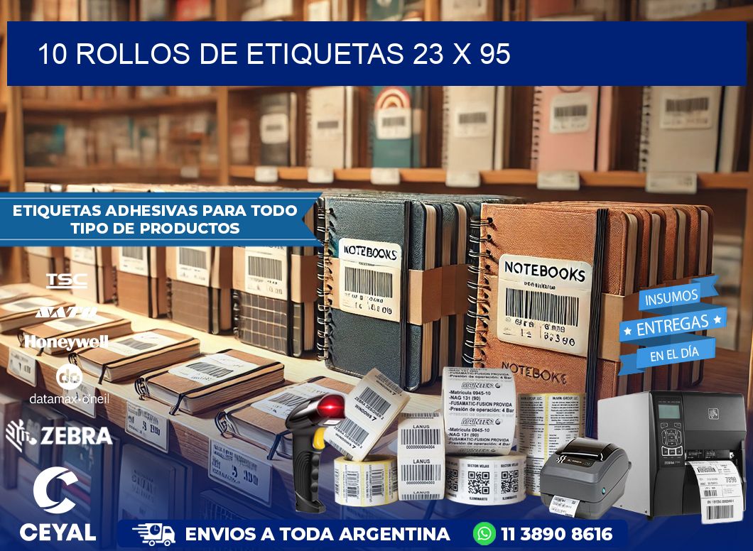 10 ROLLOS DE ETIQUETAS 23 x 95