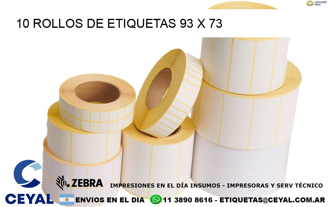10 ROLLOS DE ETIQUETAS 93 x 73