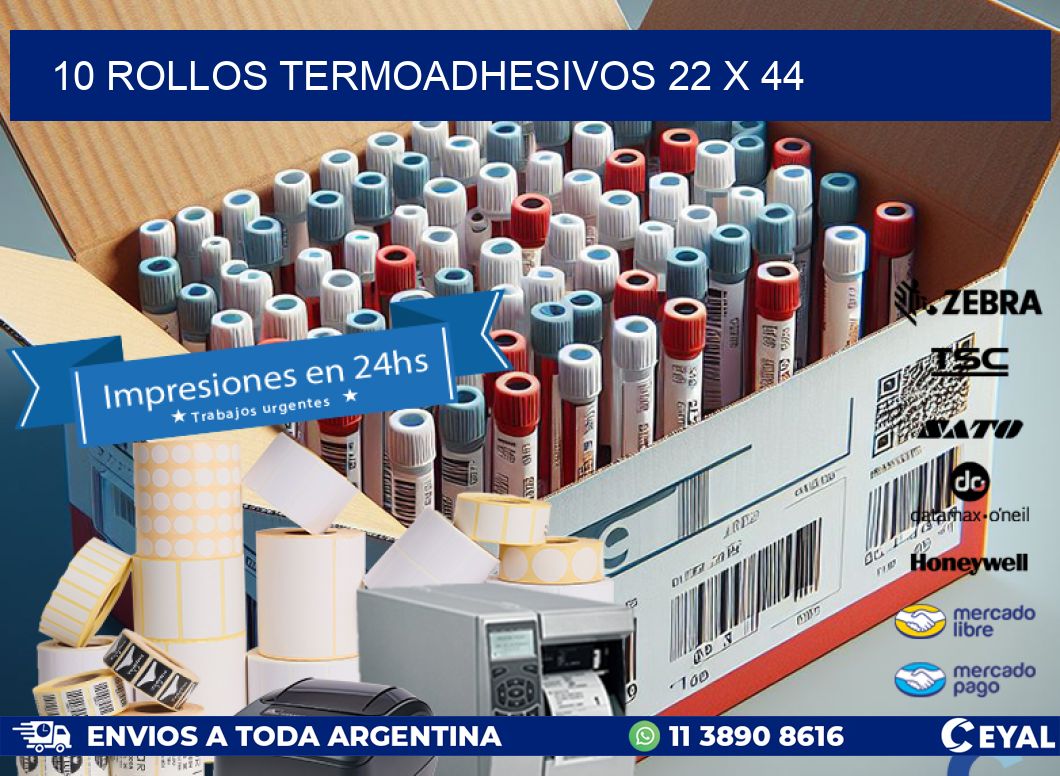 10 ROLLOS TERMOADHESIVOS 22 x 44