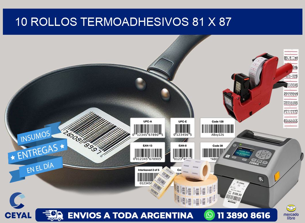 10 ROLLOS TERMOADHESIVOS 81 x 87
