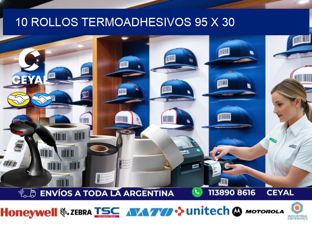 10 ROLLOS TERMOADHESIVOS 95 x 30
