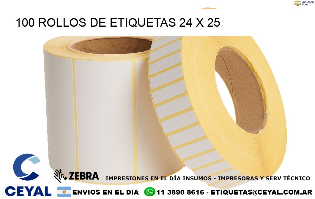 100 ROLLOS DE ETIQUETAS 24 x 25