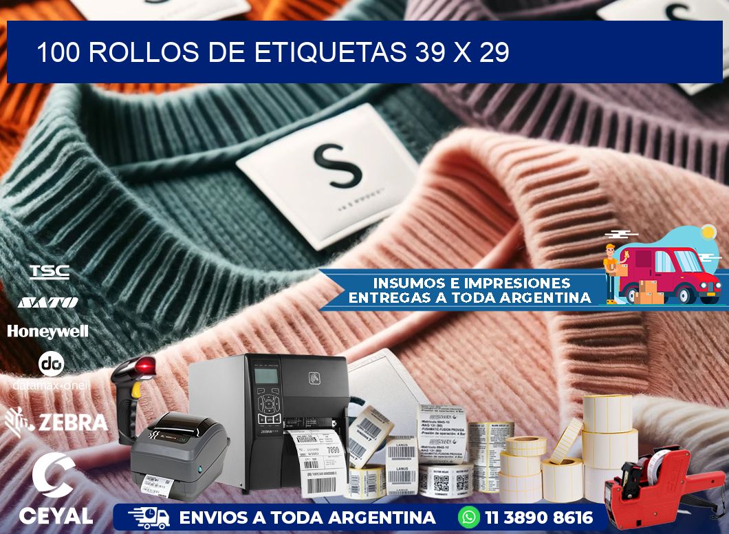 100 ROLLOS DE ETIQUETAS 39 x 29
