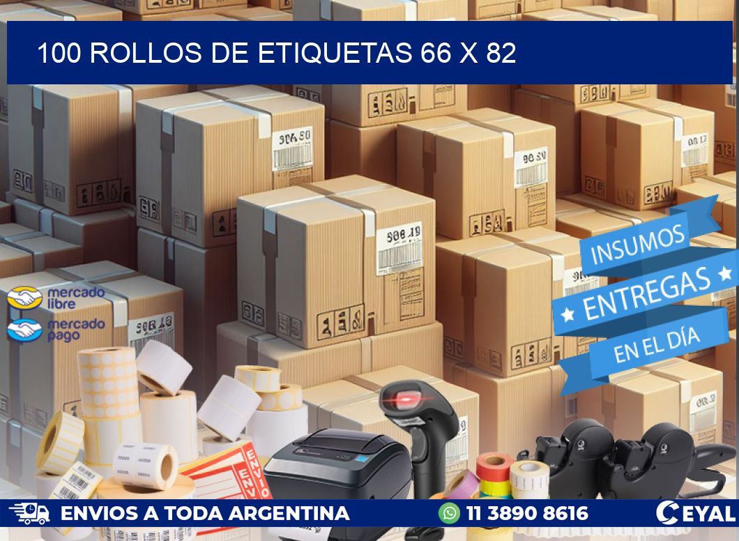 100 ROLLOS DE ETIQUETAS 66 x 82