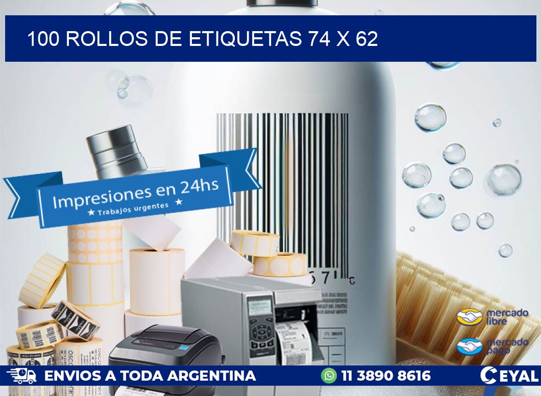 100 ROLLOS DE ETIQUETAS 74 x 62