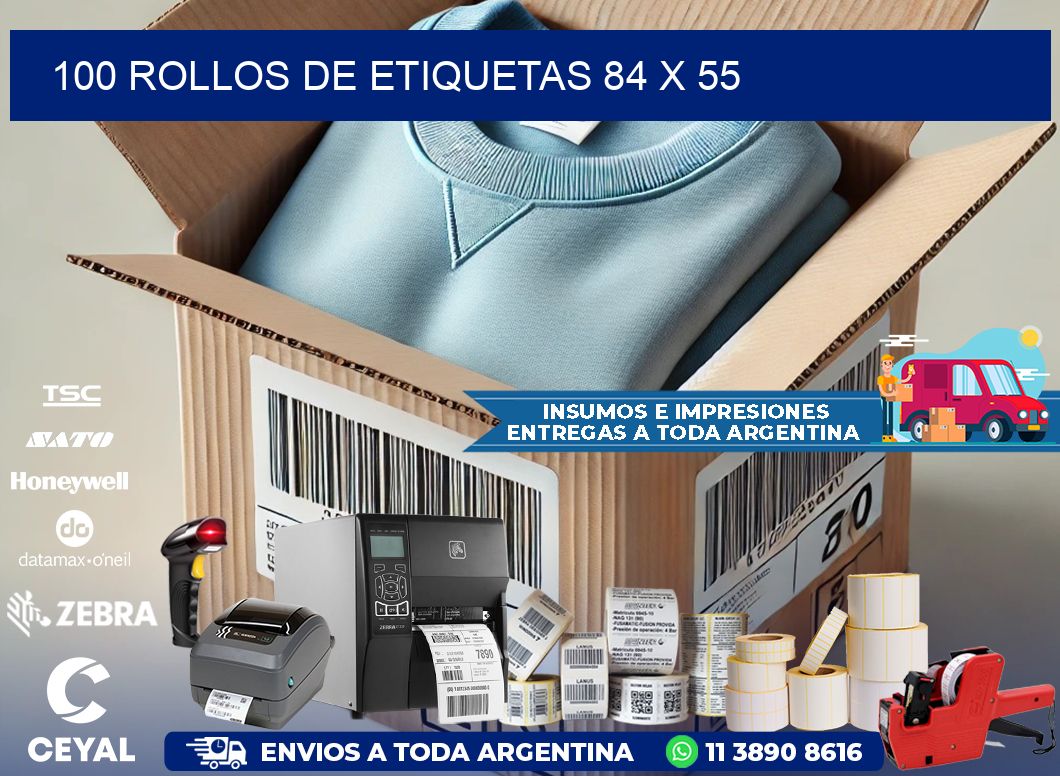 100 ROLLOS DE ETIQUETAS 84 x 55