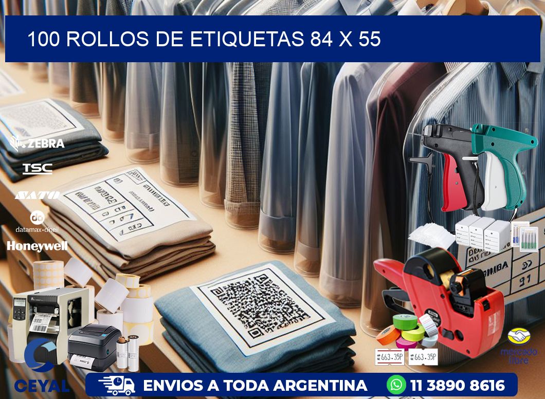 100 ROLLOS DE ETIQUETAS 84 x 55