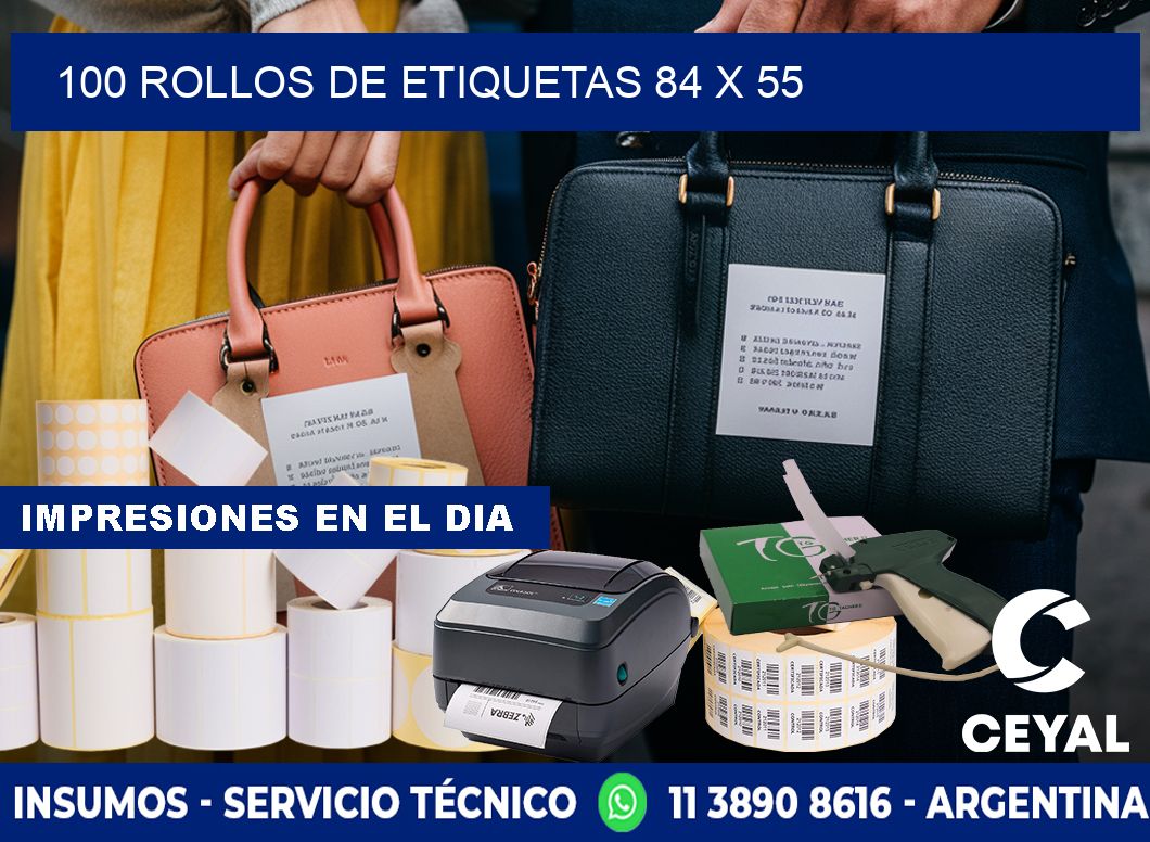 100 ROLLOS DE ETIQUETAS 84 x 55