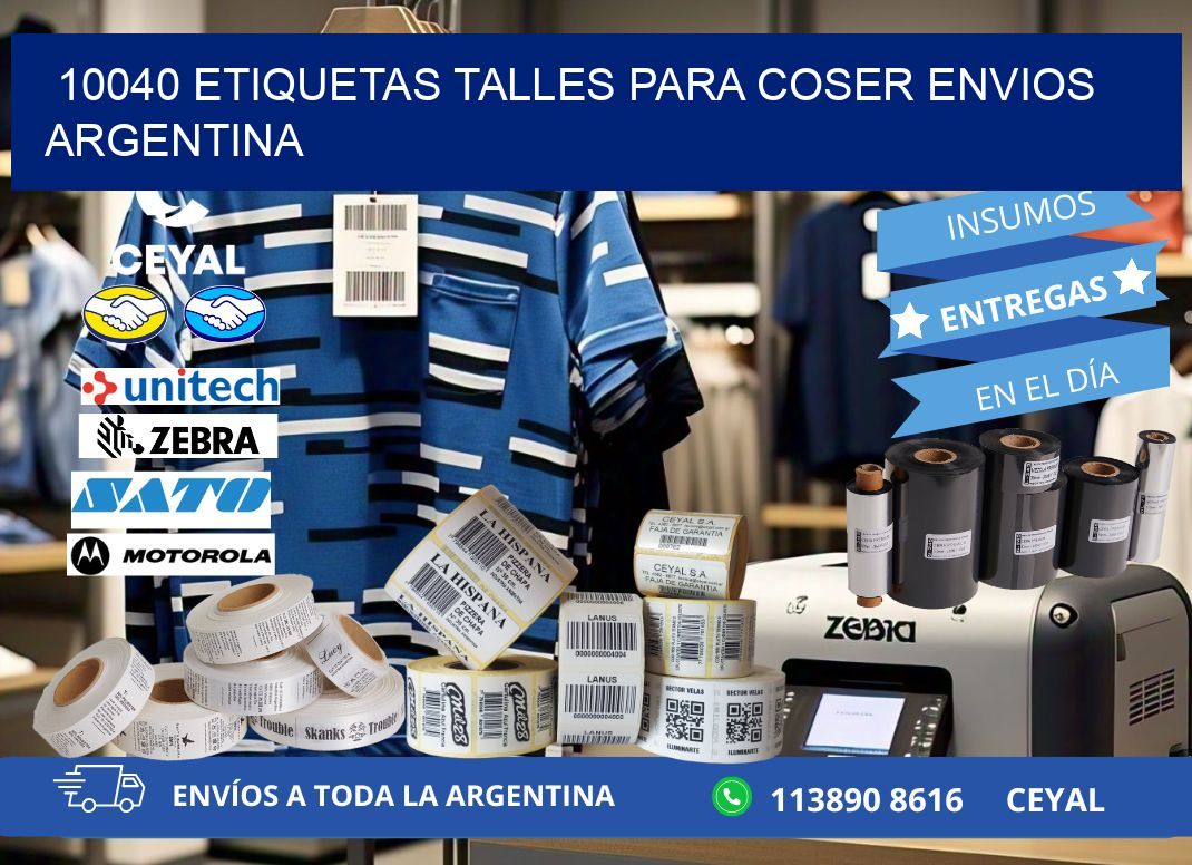10040 ETIQUETAS TALLES PARA COSER ENVIOS ARGENTINA