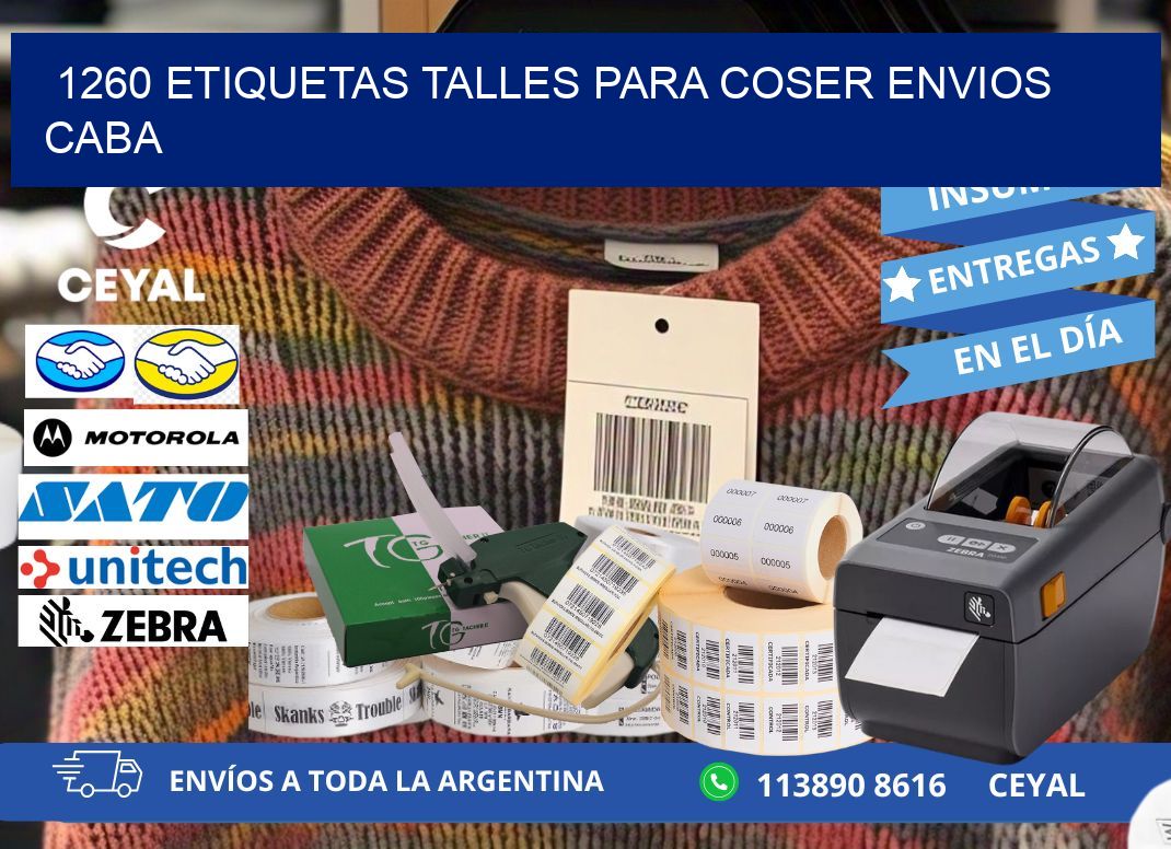 1260 ETIQUETAS TALLES PARA COSER ENVIOS CABA