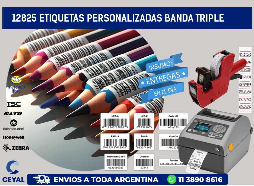 12825 Etiquetas personalizadas banda triple