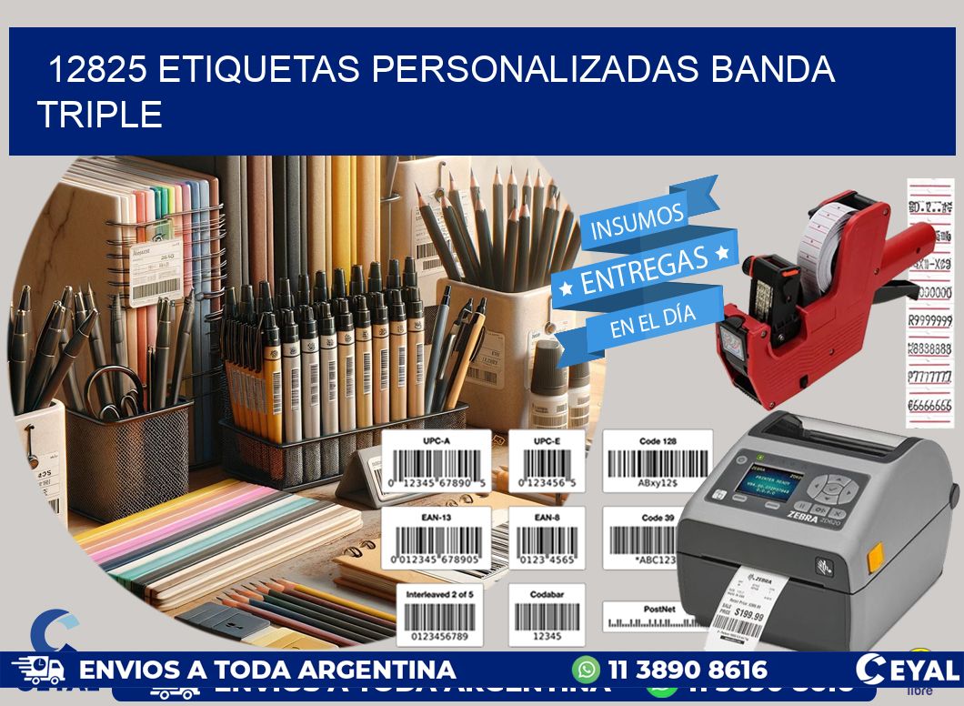 12825 Etiquetas personalizadas banda triple