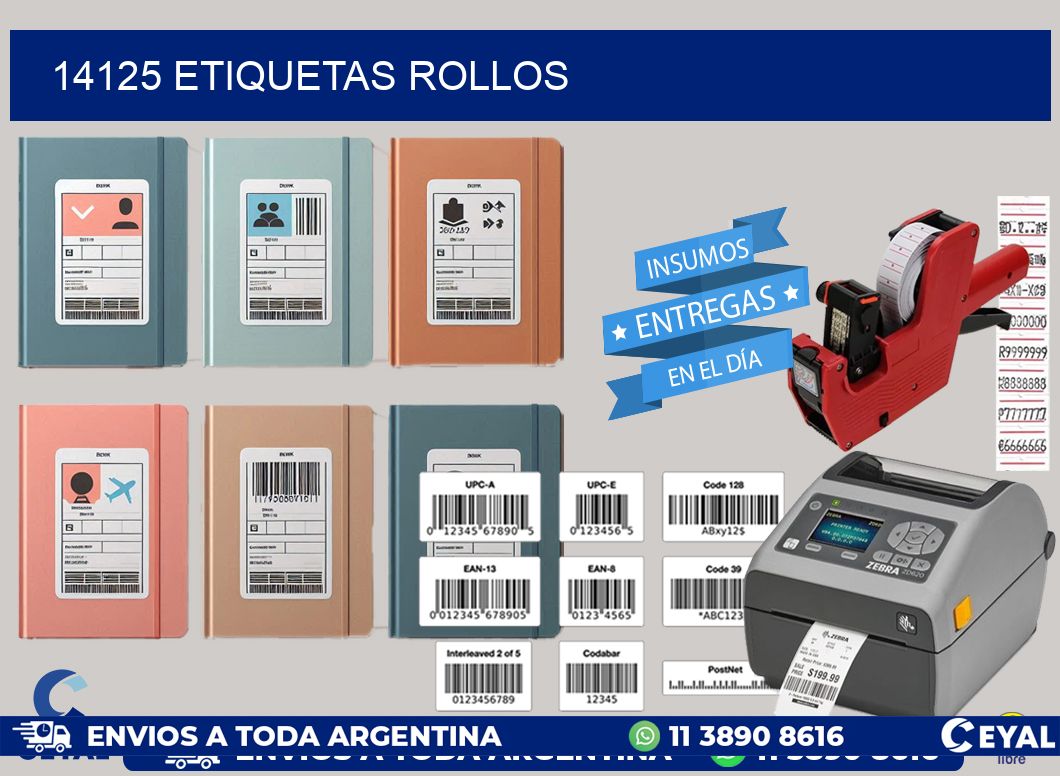 14125 etiquetas rollos