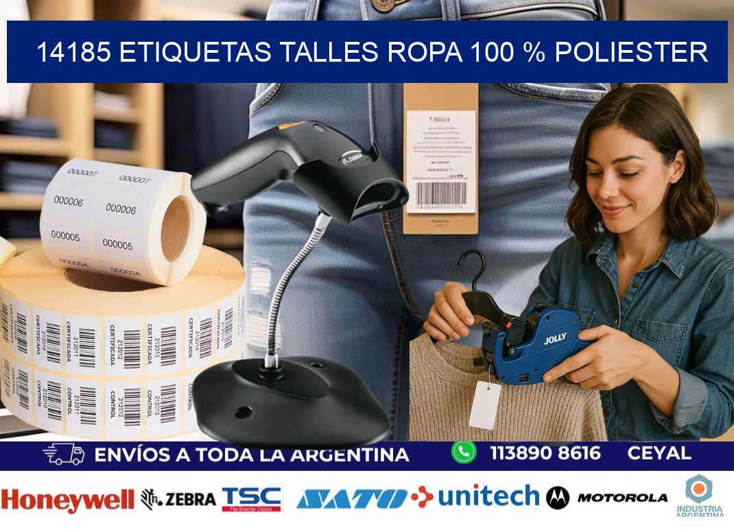 14185 ETIQUETAS TALLES ROPA 100 % POLIESTER