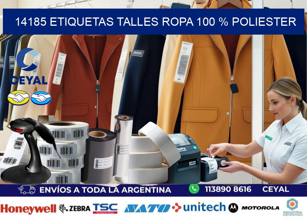 14185 ETIQUETAS TALLES ROPA 100 % POLIESTER