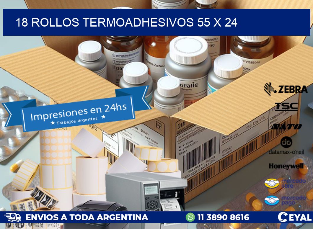 18 ROLLOS TERMOADHESIVOS 55 x 24