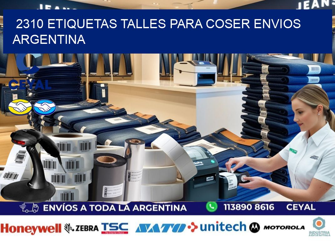 2310 ETIQUETAS TALLES PARA COSER ENVIOS ARGENTINA