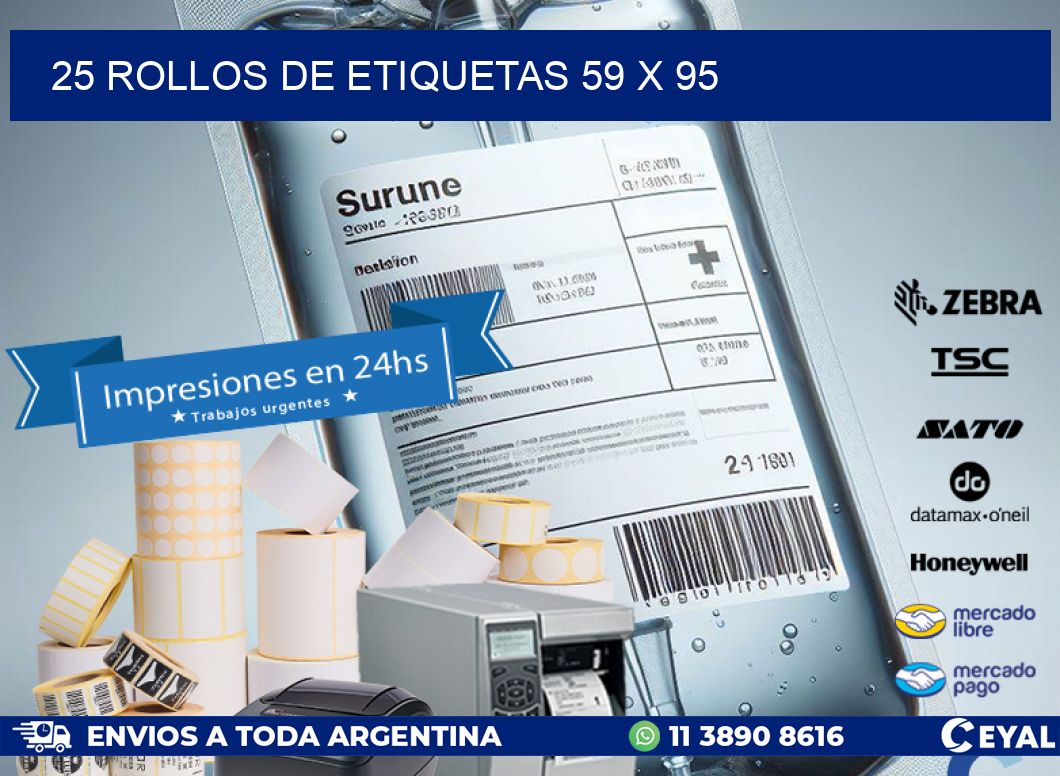 25 ROLLOS DE ETIQUETAS 59 x 95