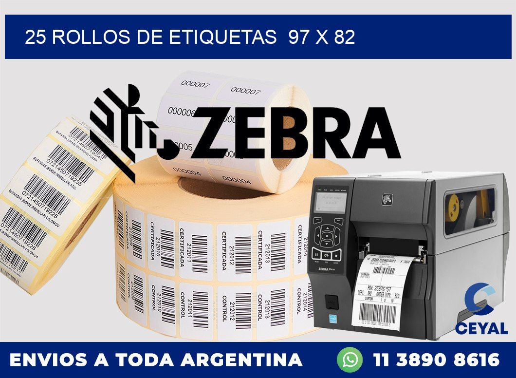 25 ROLLOS DE ETIQUETAS  97 x 82