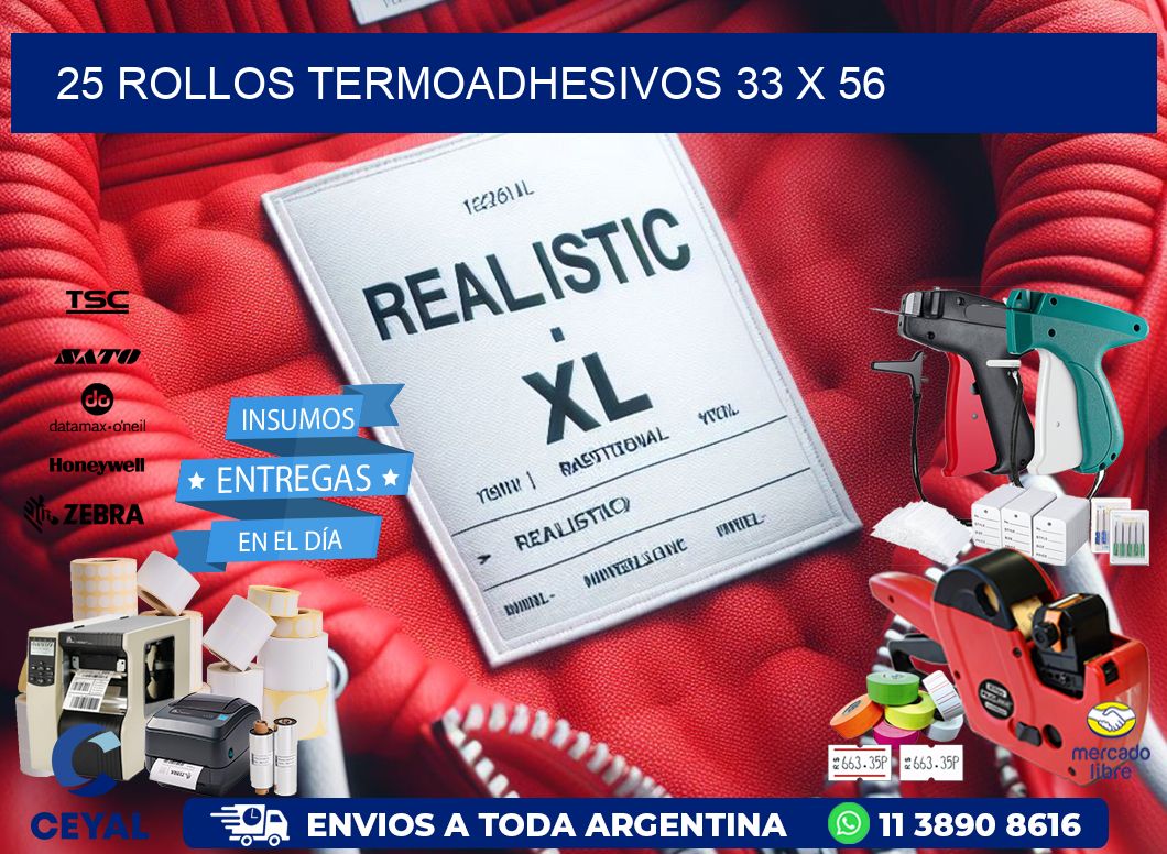 25 ROLLOS TERMOADHESIVOS 33 x 56