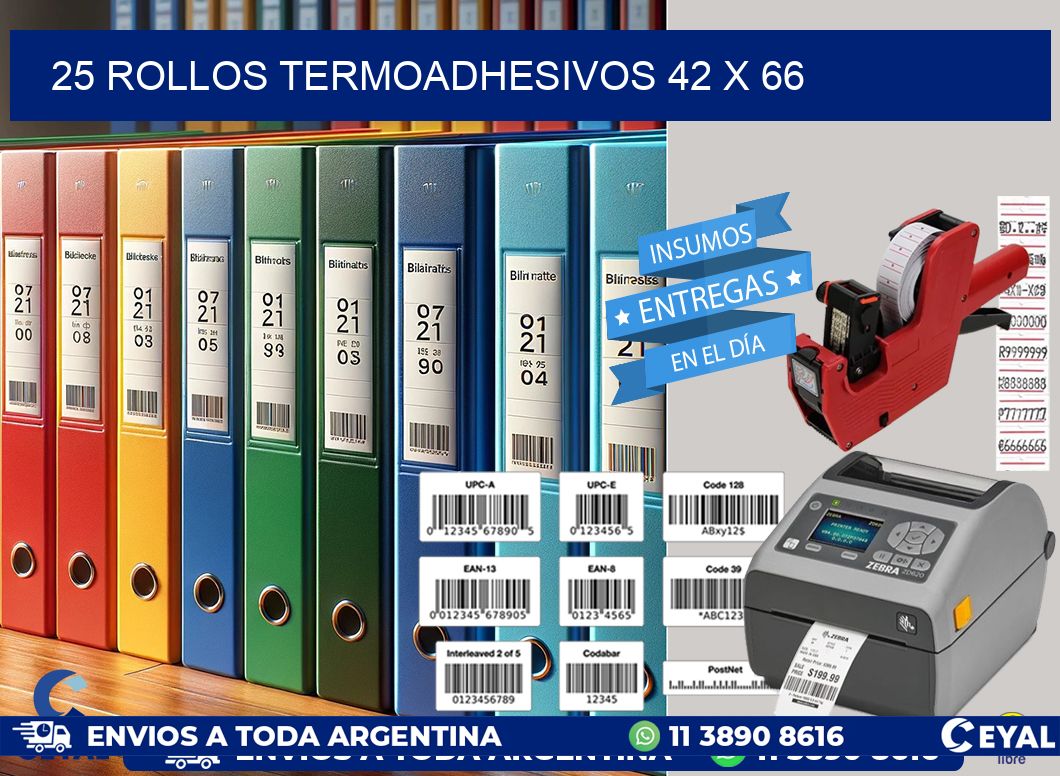 25 ROLLOS TERMOADHESIVOS 42 x 66