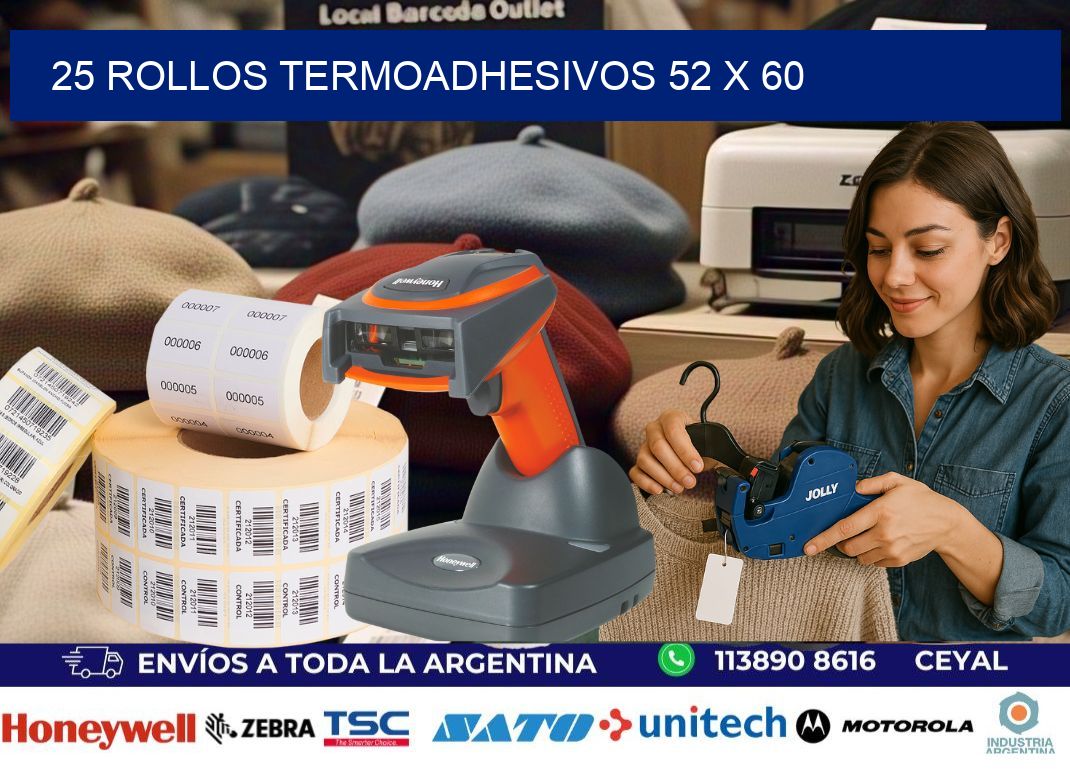 25 ROLLOS TERMOADHESIVOS 52 x 60