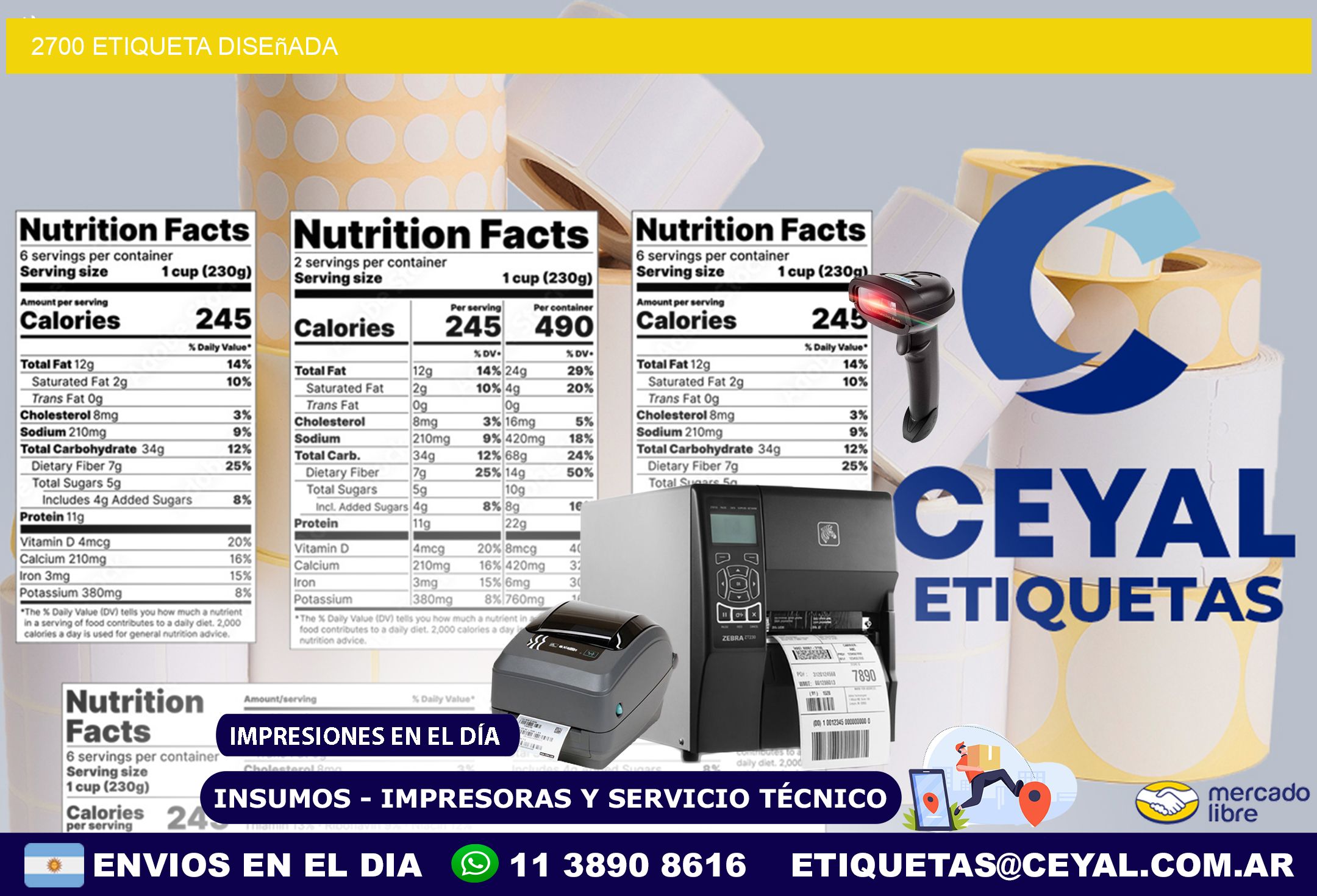 2700 etiqueta diseñada