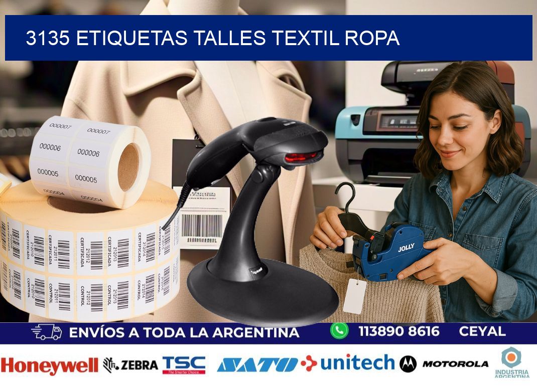 3135 ETIQUETAS TALLES TEXTIL ROPA