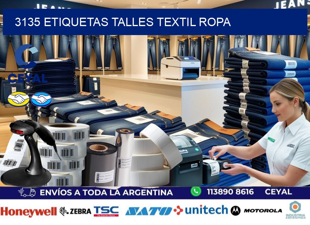 3135 ETIQUETAS TALLES TEXTIL ROPA