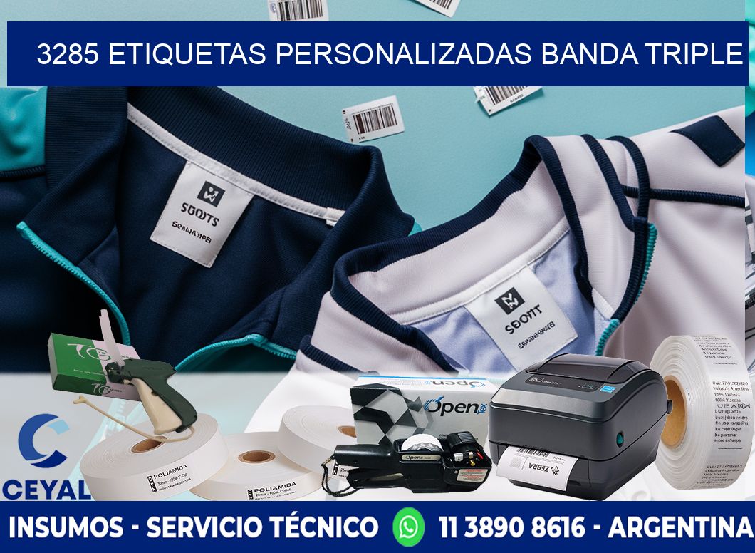 3285 Etiquetas personalizadas banda triple