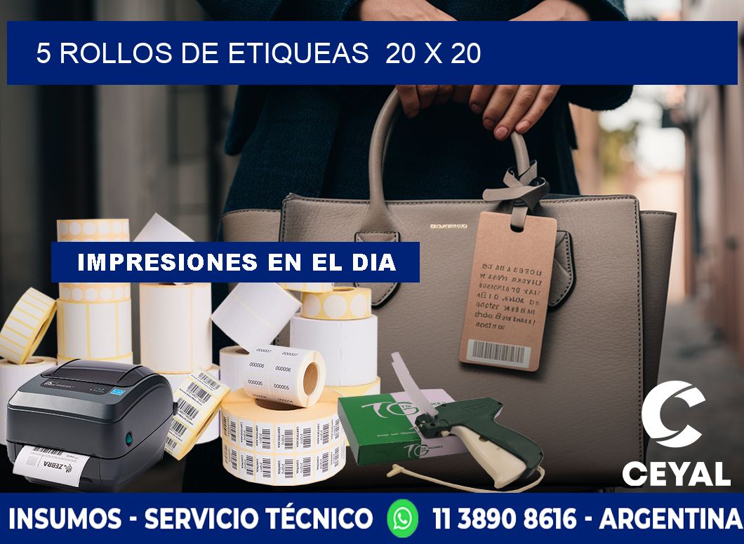 5 ROLLOS DE ETIQUEAS  20 x 20