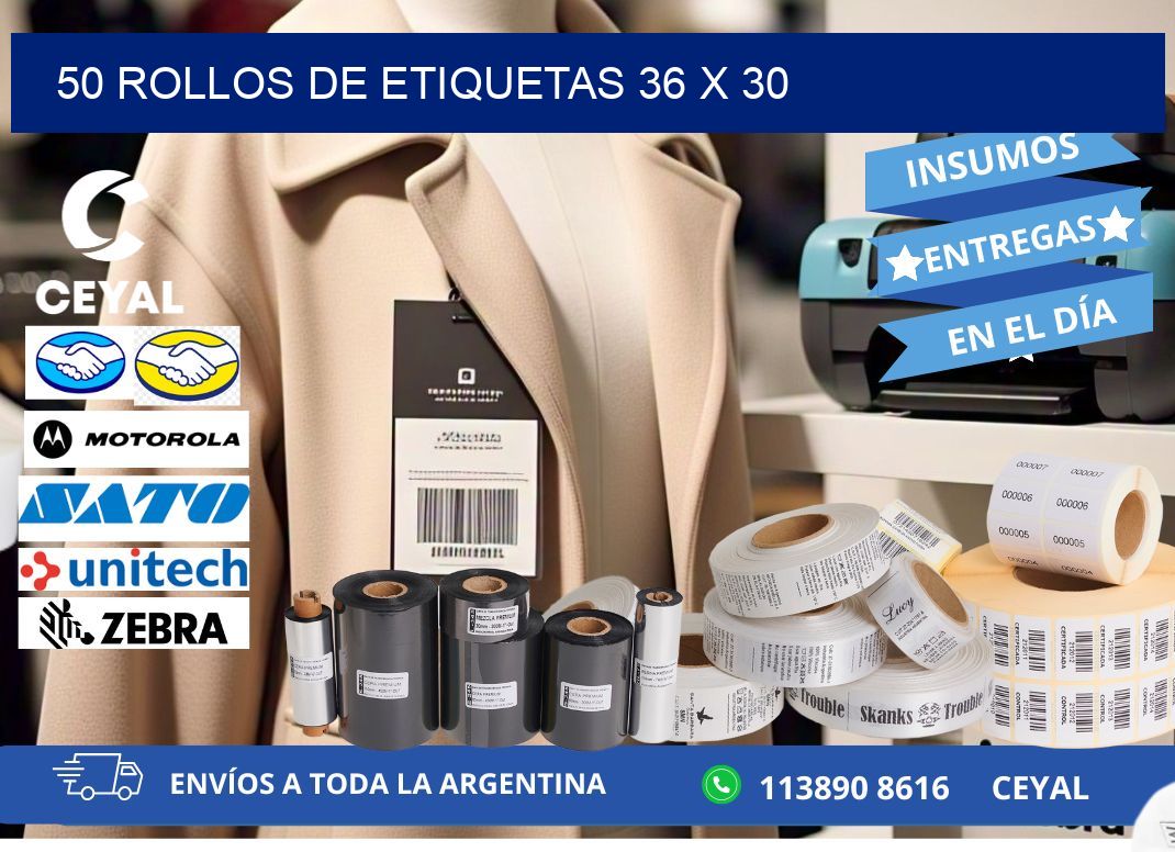 50 ROLLOS DE ETIQUETAS 36 x 30