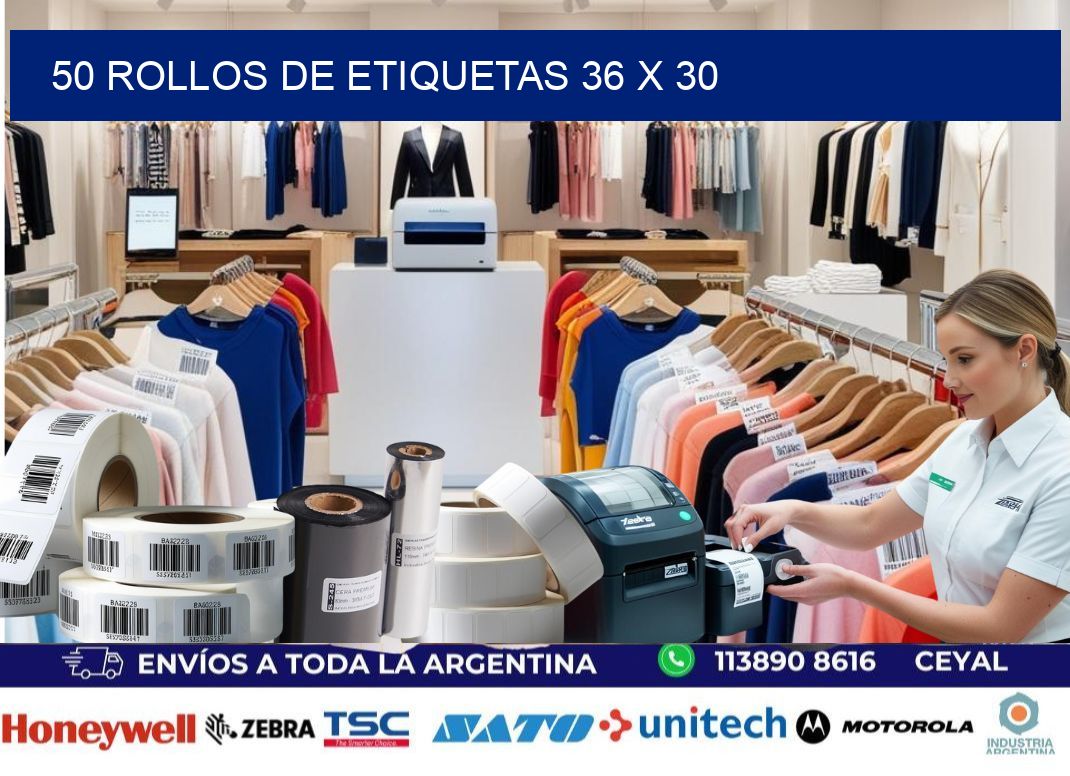 50 ROLLOS DE ETIQUETAS 36 x 30