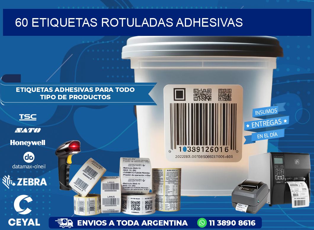 60 etiquetas rotuladas adhesivas