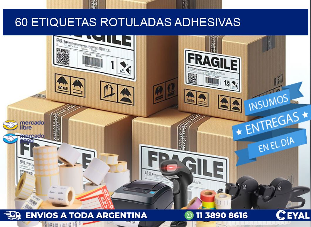 60 etiquetas rotuladas adhesivas