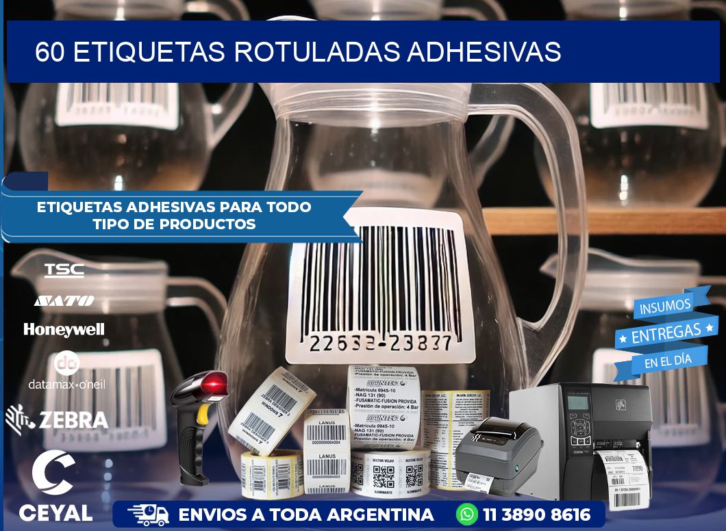 60 etiquetas rotuladas adhesivas