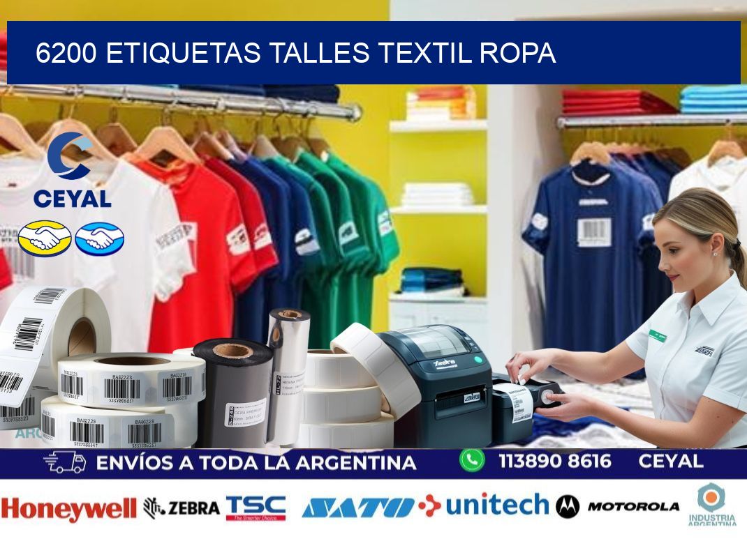 6200 ETIQUETAS TALLES TEXTIL ROPA