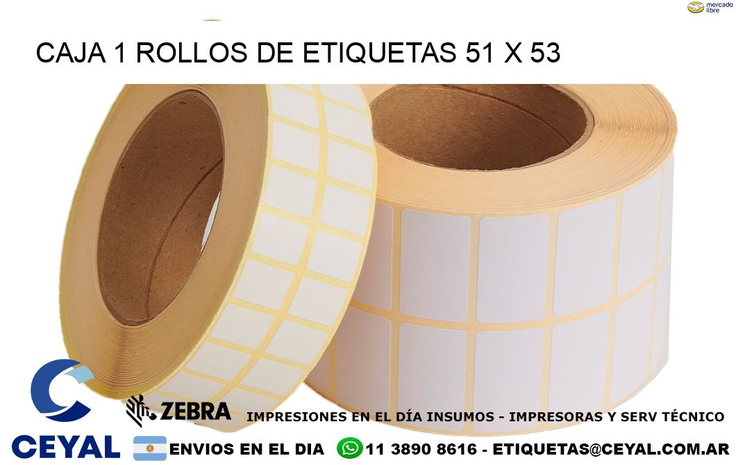 CAJA 1 ROLLOS DE ETIQUETAS 51 x 53