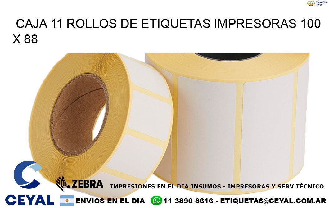 CAJA 11 ROLLOS DE ETIQUETAS IMPRESORAS 100 x 88