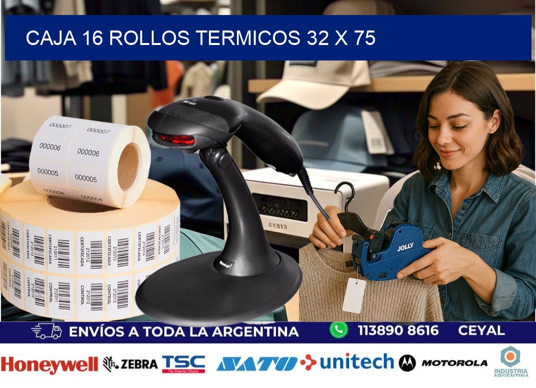 CAJA 16 ROLLOS TERMICOS 32 x 75