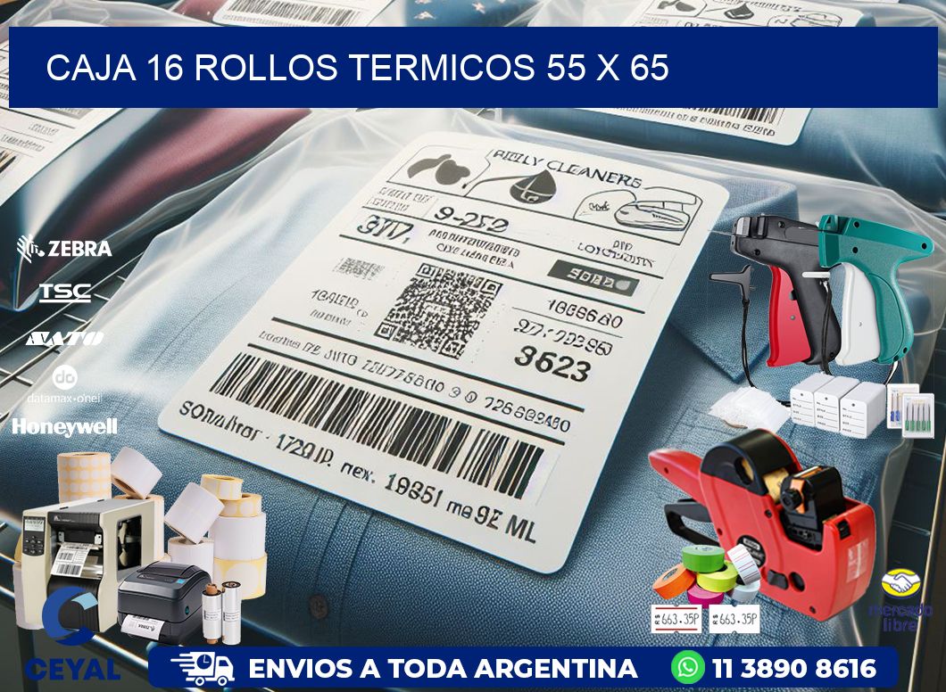 CAJA 16 ROLLOS TERMICOS 55 x 65