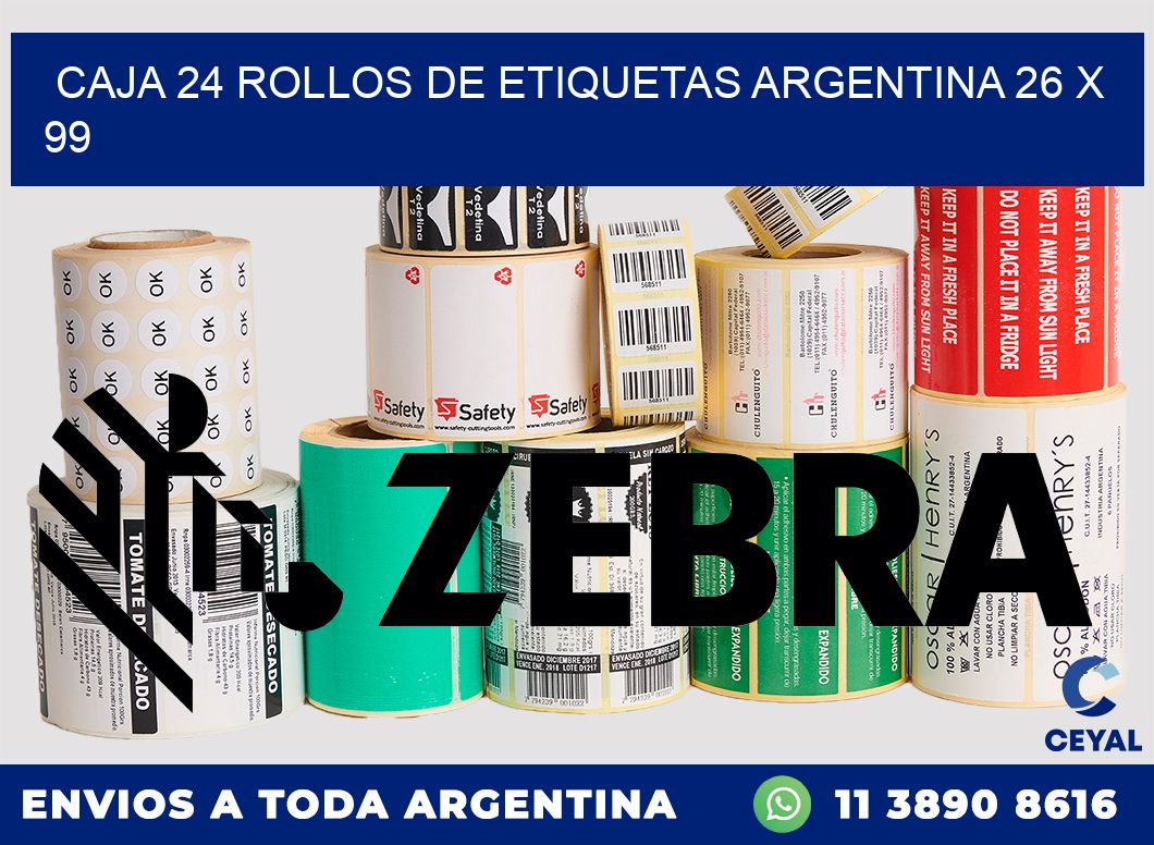CAJA 24 ROLLOS DE ETIQUETAS ARGENTINA 26 x 99