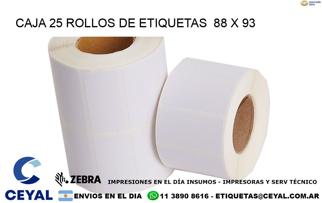 CAJA 25 ROLLOS DE ETIQUETAS  88 x 93