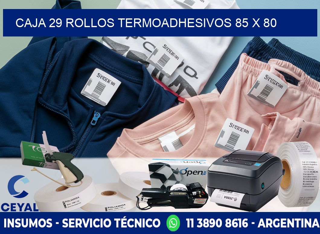 CAJA 29 ROLLOS TERMOADHESIVOS 85 x 80