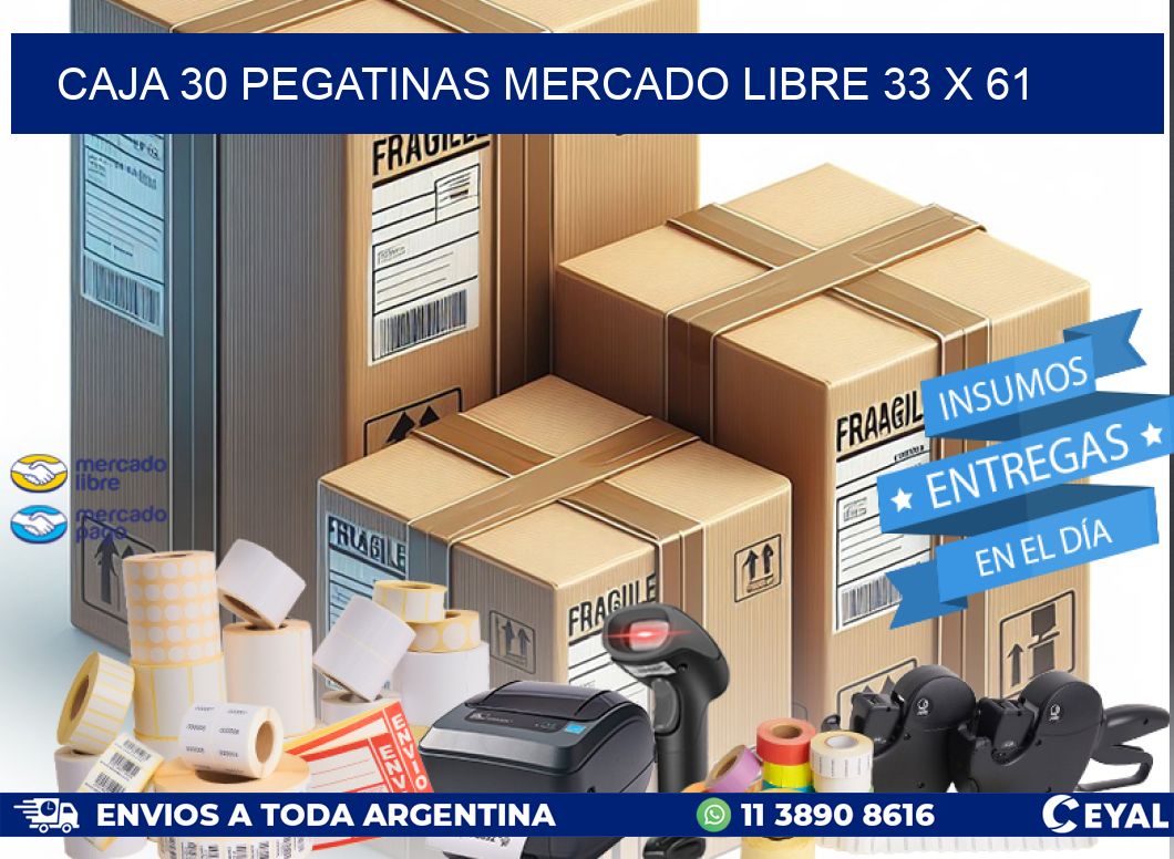 CAJA 30 PEGATINAS MERCADO LIBRE 33 x 61