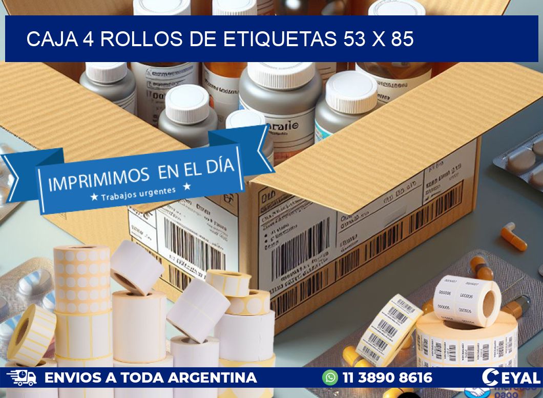CAJA 4 ROLLOS DE ETIQUETAS 53 x 85