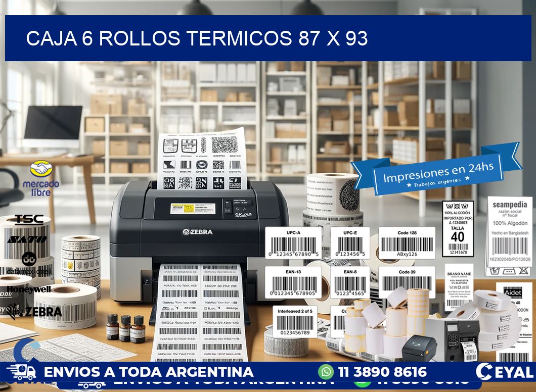 CAJA 6 ROLLOS TERMICOS 87 x 93