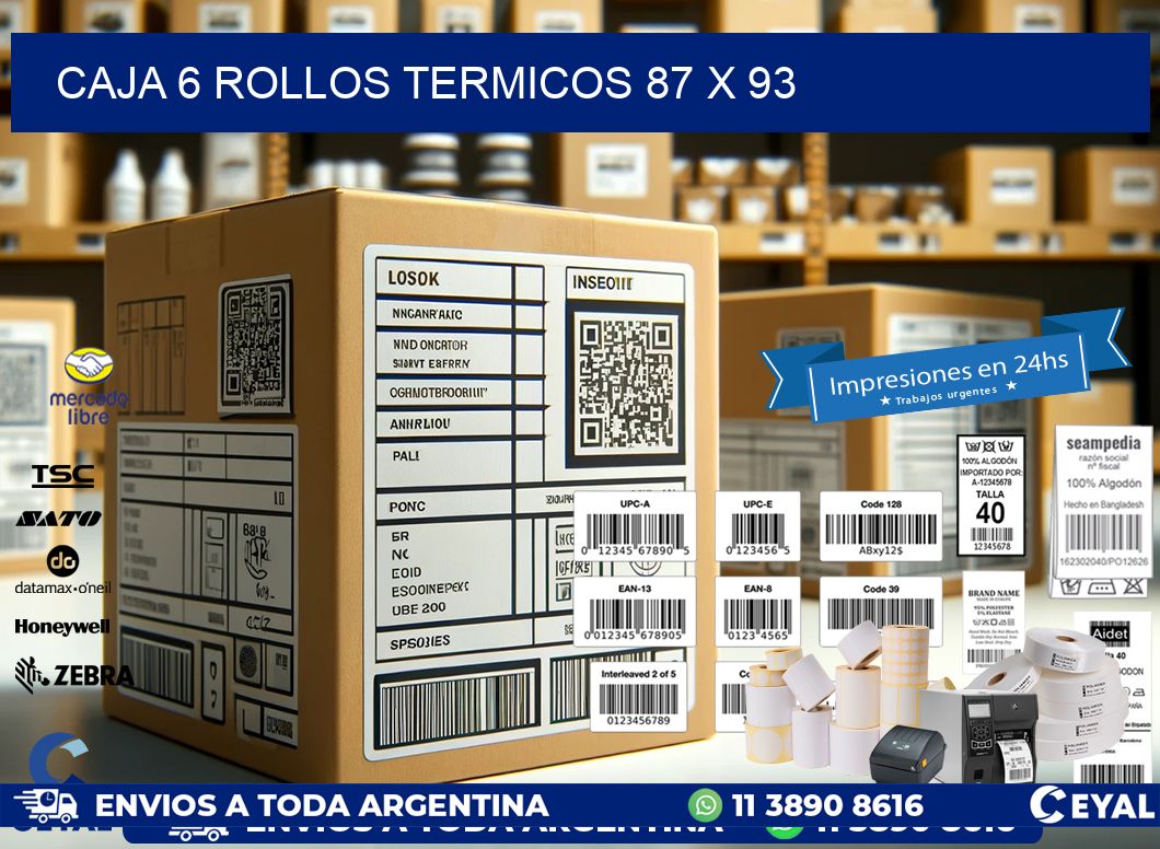 CAJA 6 ROLLOS TERMICOS 87 x 93