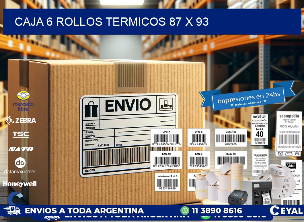 CAJA 6 ROLLOS TERMICOS 87 x 93