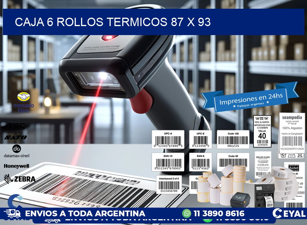 CAJA 6 ROLLOS TERMICOS 87 x 93